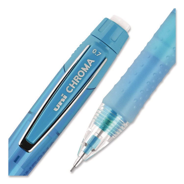 Chroma Mechanical Pencils with Tube of Lead/Erasers, 0.7 mm, HB (#2), Black Lead, Assorted Barrel Colors, 2/Pack