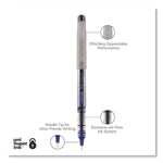 VISION Needle Rollerball Pen, Stick, Fine 0.7 mm, Blue Ink, Gray/Clear/Blue Barrel, Dozen