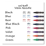 VISION Needle Rollerball Pen, Stick, Fine 0.7 mm, Blue Ink, Gray/Clear/Blue Barrel, Dozen