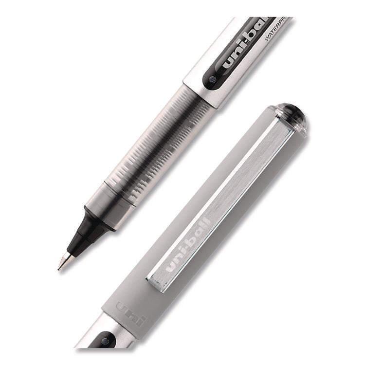 VISION Rollerball Pen, Stick, Fine 0.7 mm, Black Ink, Silver/Black/Clear Barrel, 36/Pack