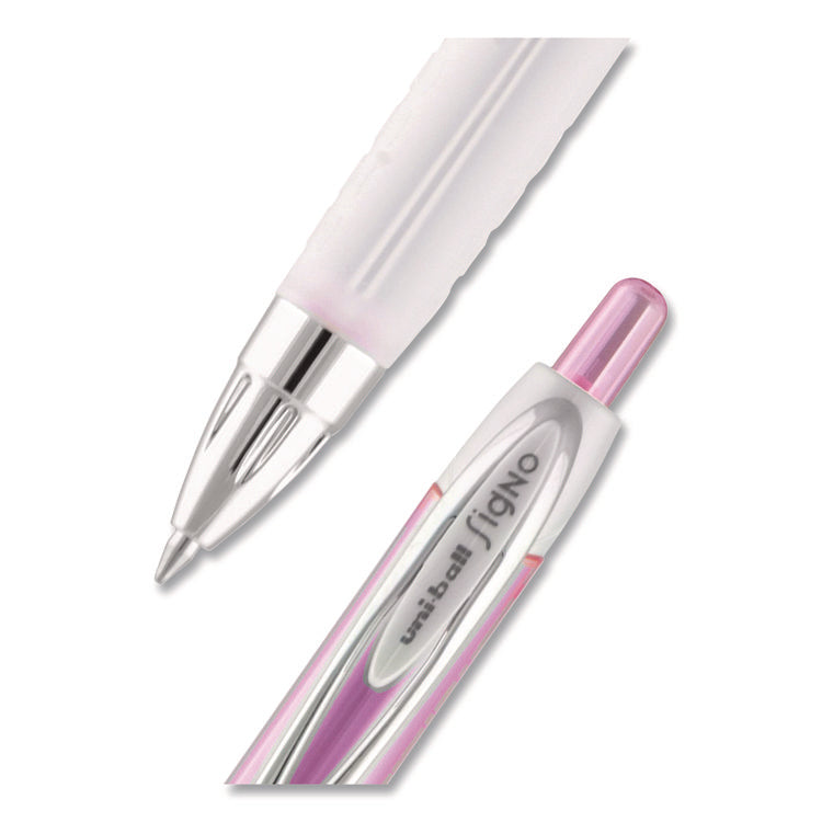 207 Breast Cancer Awareness Gel Pen Office Pack, Retractable, Medium 0.7mm, Black Ink, Translucent Pink/White Barrel, 36/Pack