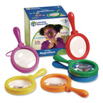 Jumbo Magnifers Set, 4.5X Plastic Lens, 4.5" dia, Assorted Colors, 6 Magnifiers