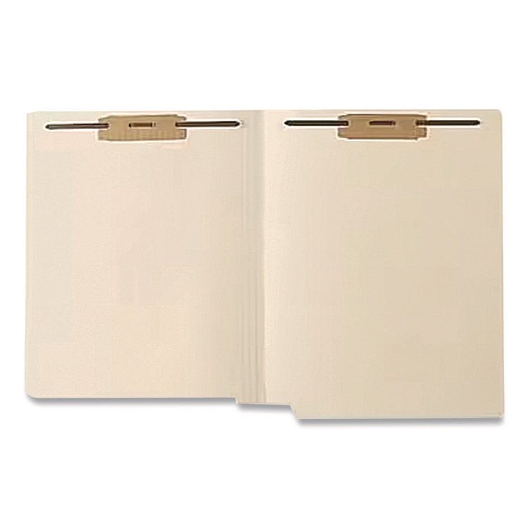 Heavy-Duty Poly-Reinforced End Tab Fastener Folders, 0.75" Expansion, 2 Fasteners, Letter Size, Manila Exterior, 50/Box