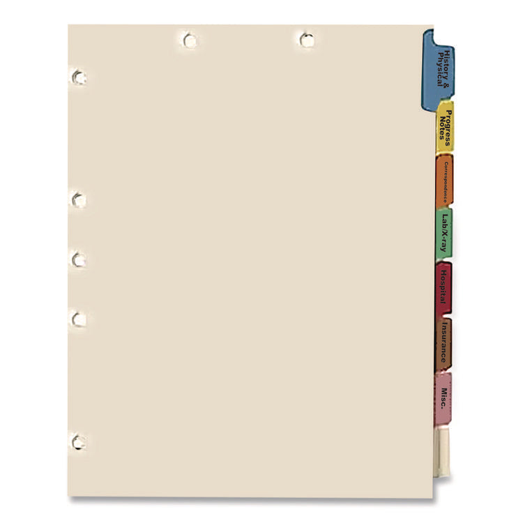 Side Tab Medical Chart Indexes, 8-Tab, Assorted Medical, 11 x 8.5, Manila, 50/Box