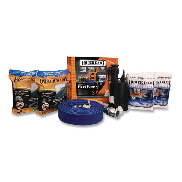 Pump Kit, (1) Pump, (2) 10 ft Water Barriers, (4) 10 ft Water Dams, 50 ft 1.5" dia Hose with Connectors