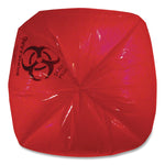 Healthcare Pre-Printed High-Density Can Liners, Biohazard: Infectious Waste, 45 gal, 16 mic, 40 x 48, Red, Flat Pack, 250/CT