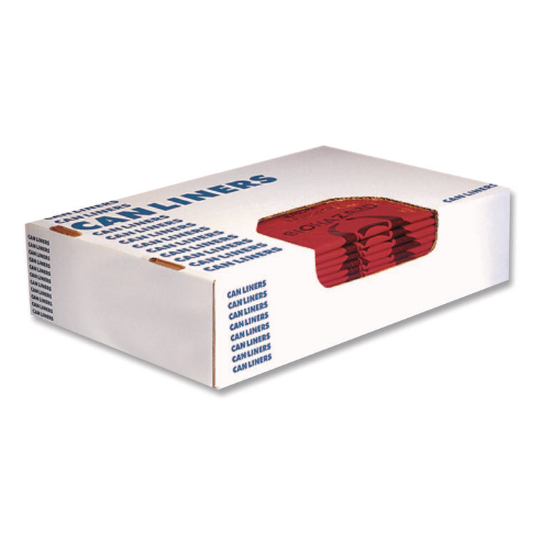 Healthcare Pre-Printed High-Density Can Liners, Biohazard: Infectious Waste, 45 gal, 16 mic, 40 x 48, Red, Flat Pack, 250/CT