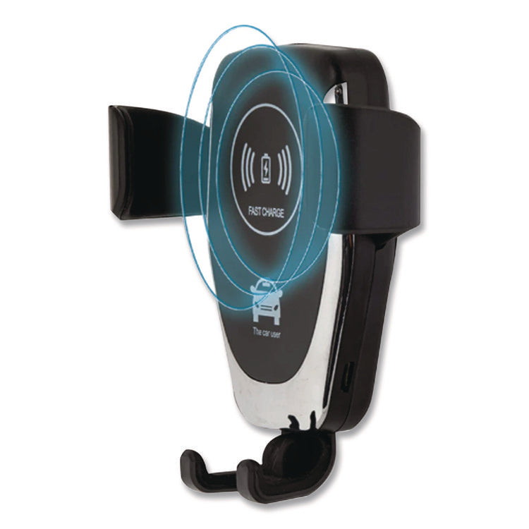 Universal Car Holder with Wireless Fast Qi Charger, Black/Silver