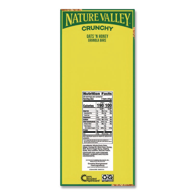 Granola Bars, Crunchy Oats And Honey, 1.5 Oz Pouch, 28/box