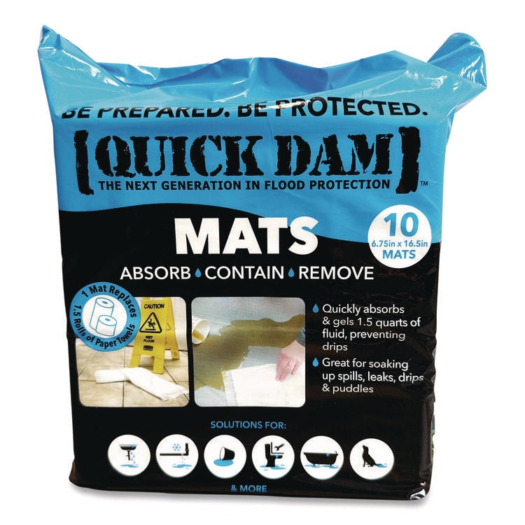 Super Absorbent Mats, 1.5 qt, 7" x 14", 10/Pack