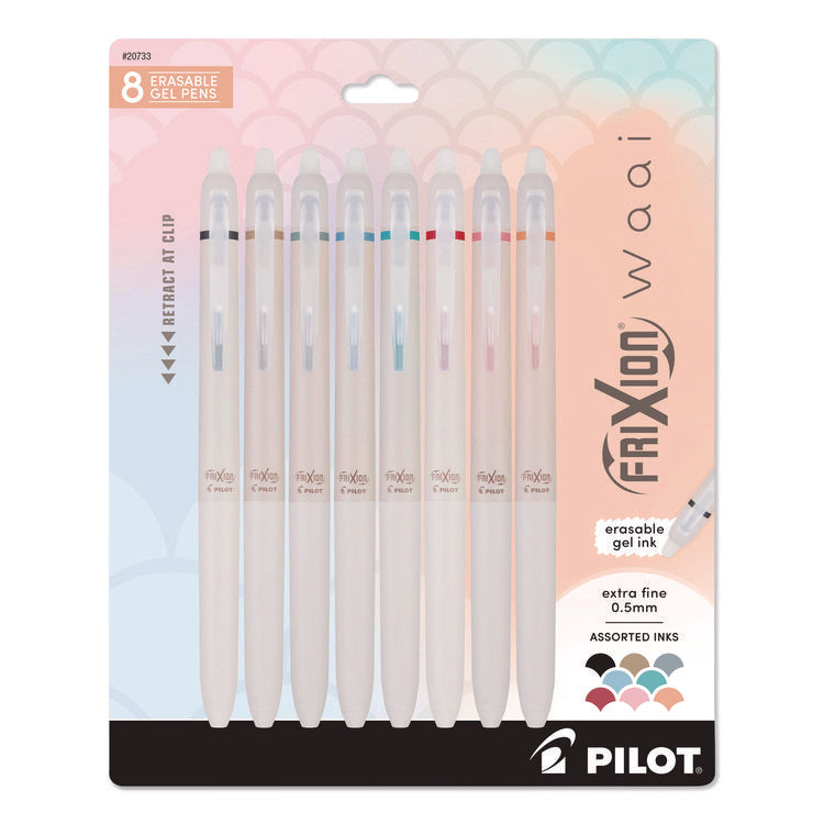 Frixion Waai Erasable Gel Pen, Retractable, Extra Fine, 0.5 mm, Assorted Ink and Barrel Colors, 8/Pack