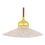 Premium Cut-End Cotton Wet Mop Head, 16 oz, White, 1" White Band, 12/Carton