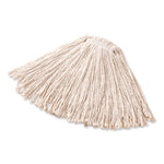 Premium Cut-End Cotton Wet Mop Head, 16 oz, White, 1" White Band, 12/Carton