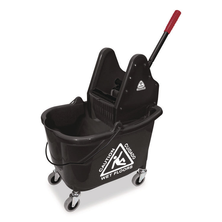 Premier Downpress Mop Bucket and Wringer, 35 qt, Black