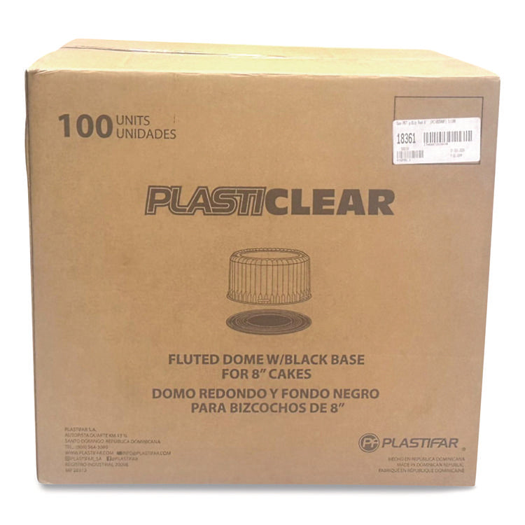 Bakery Containers, 8" Cake, 9.7" Diameter x 5" h, Black/Clear, 100/Carton