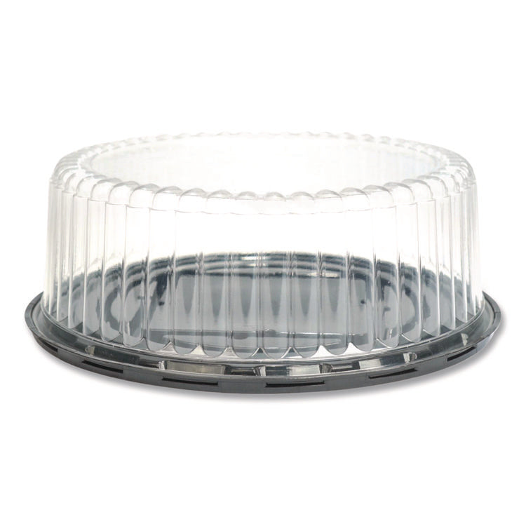 Bakery Containers, 9" Cake Container, 11.2" Diameter x 3.5" h, Black/Clear, 50/Carton