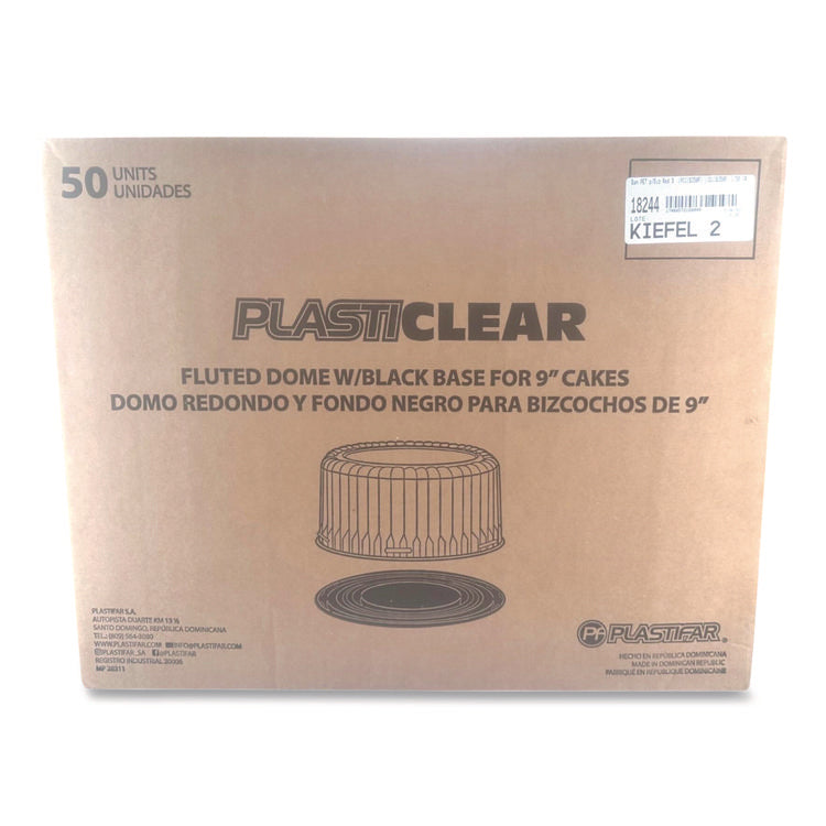 Bakery Containers, 9" Cake Container, 11.2" Diameter x 3.5" h, Black/Clear, 50/Carton