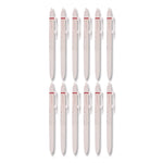 Frixion Waai Erasable Gel Pen, Retractable, Extra Fine 0.5 mm, Cherry Ink, Beige/Cherry Barrel, Dozen