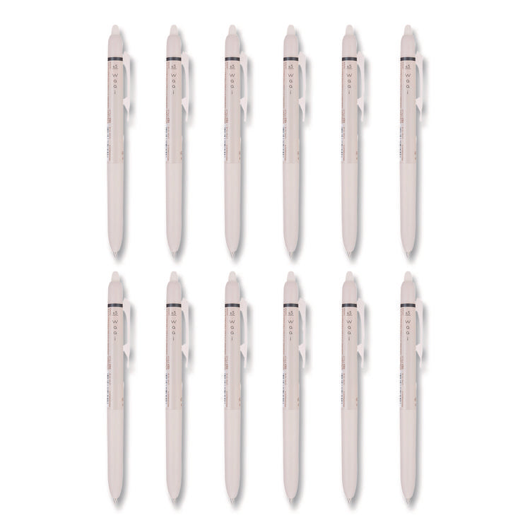 Frixion Waai Erasable Gel Pen, Retractable, Extra Fine 0.5 mm, Black Ink, Beige/Black Barrel, Dozen