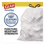 ForceFlex Kitchen Drawstring Trash Bags, Drawstring, 13 gal, Unscented, 23.47 x 25.38, White, 110 Bags/Box, 3 Boxes/Carton