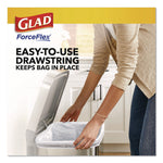 ForceFlex Kitchen Drawstring Trash Bags, Drawstring, 13 gal, Unscented, 23.47 x 25.38, White, 110 Bags/Box, 3 Boxes/Carton