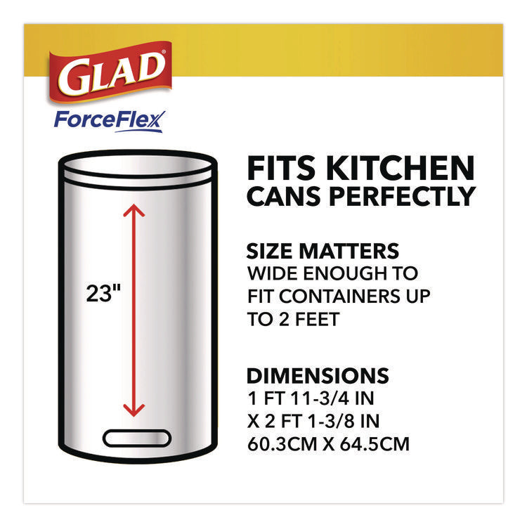 ForceFlex Kitchen Drawstring Trash Bags, Drawstring, 13 gal, Unscented, 23.47 x 25.38, White, 110 Bags/Box, 3 Boxes/Carton