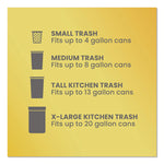ForceFlex Kitchen Drawstring Trash Bags, Drawstring, 13 gal, Unscented, 23.47 x 25.38, White, 110 Bags/Box, 3 Boxes/Carton