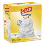 ForceFlex Kitchen Drawstring Trash Bags, Drawstring, 13 gal, Unscented, 23.47 x 25.38, White, 110 Bags/Box, 3 Boxes/Carton