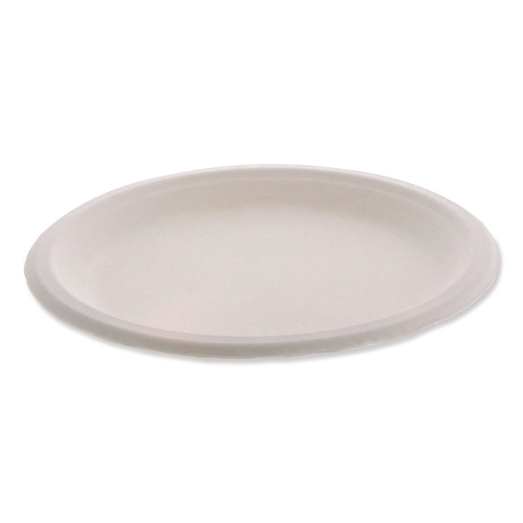 EarthChoice Fiber-Blend Bagasse Dinnerware, Plate, 9" dia, White, 500/Carton