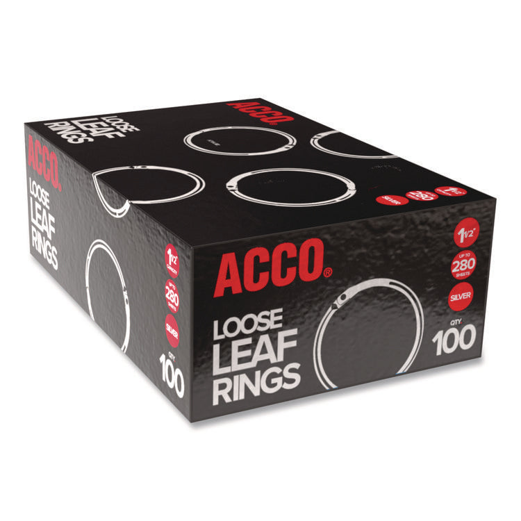 Metal Book Rings, 1.5" Diameter, 100/Box