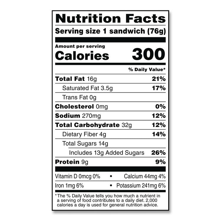 UNCRUSTABLES Peanut Butter and Strawberry Jam on Wheat Bread, 2.6 oz Bag, 48/Carton