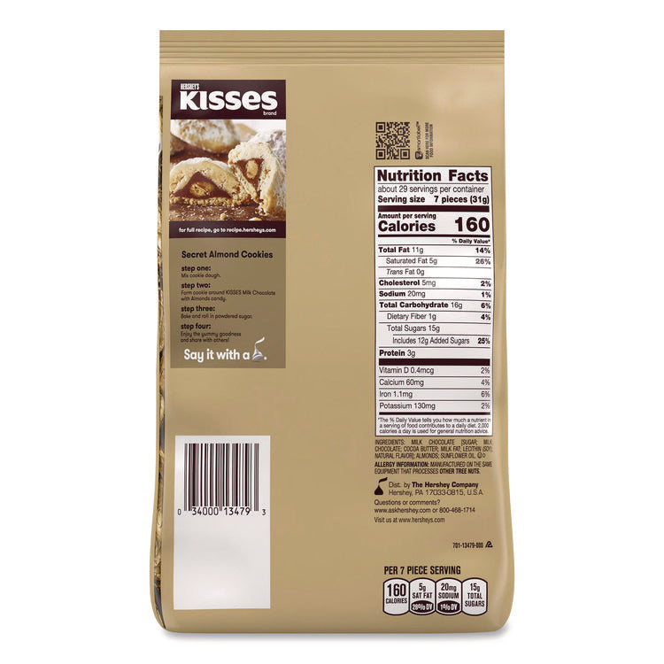 KISSES Milk Chocolate with Almonds, Party Pack, 32 oz Bag