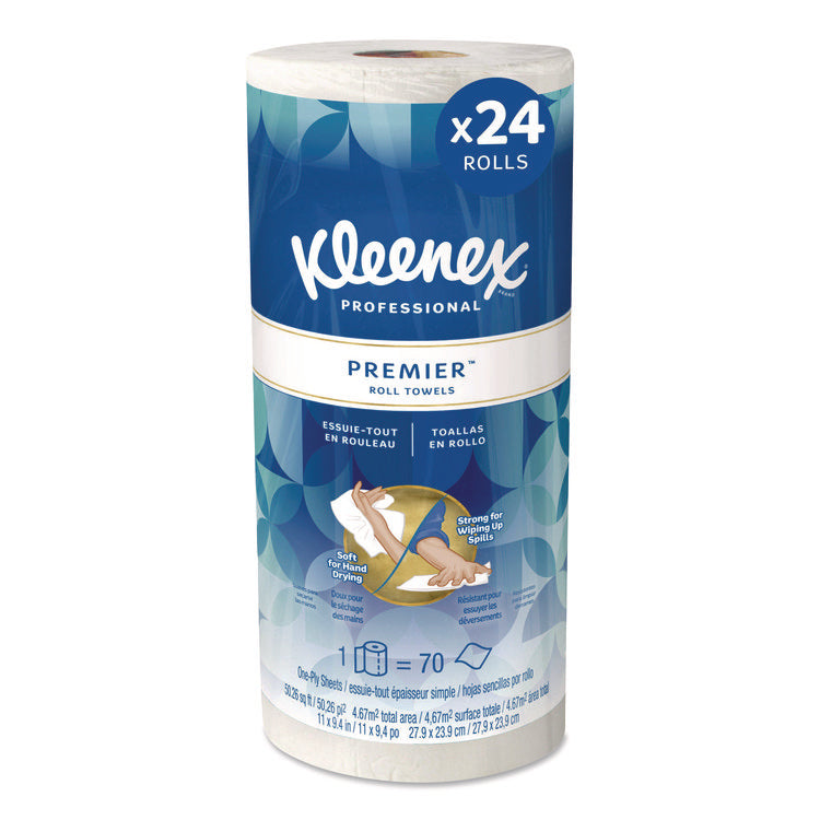 Premiere Kitchen Roll Towels, 1-Ply, 11 x 10.4, White, 70/Roll, 24 Rolls/Carton