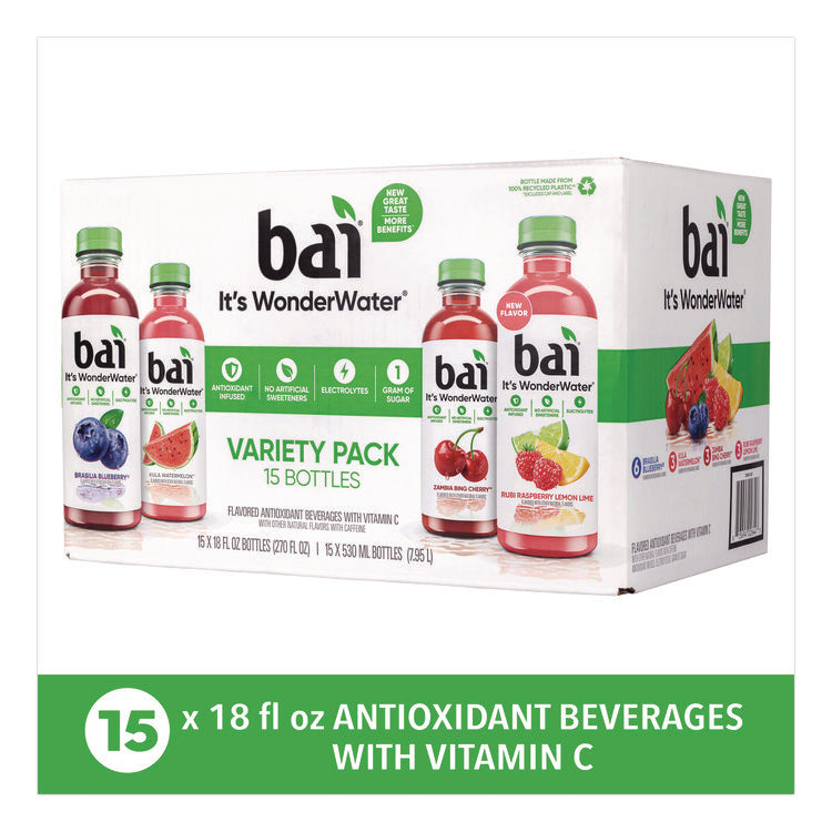 Antioxidant Infused Beverage, Variety Pack, 18 oz Bottle, 15/Carton