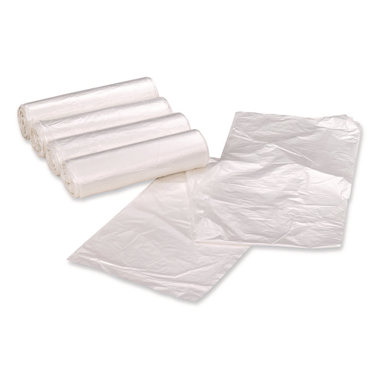 Linear Low Density Clear Recycled Can Liners, 45 gal, 1.5 mil, 40" x 46", Clear, 10 Bags/Roll, 10 Rolls/Carton