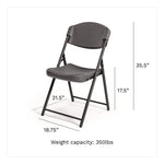 Rough n Ready Commercial Folding Chair, Supports Up to 350 lb, 18" Seat Height, Charcoal Seat/Back, Charcoal Base, 4/Pack