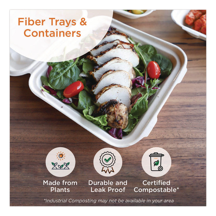 Fiber Catering Pans, 3 Compartments, 10.3 x 2.8 x 12.8, Paper, Natural, 200/Carton