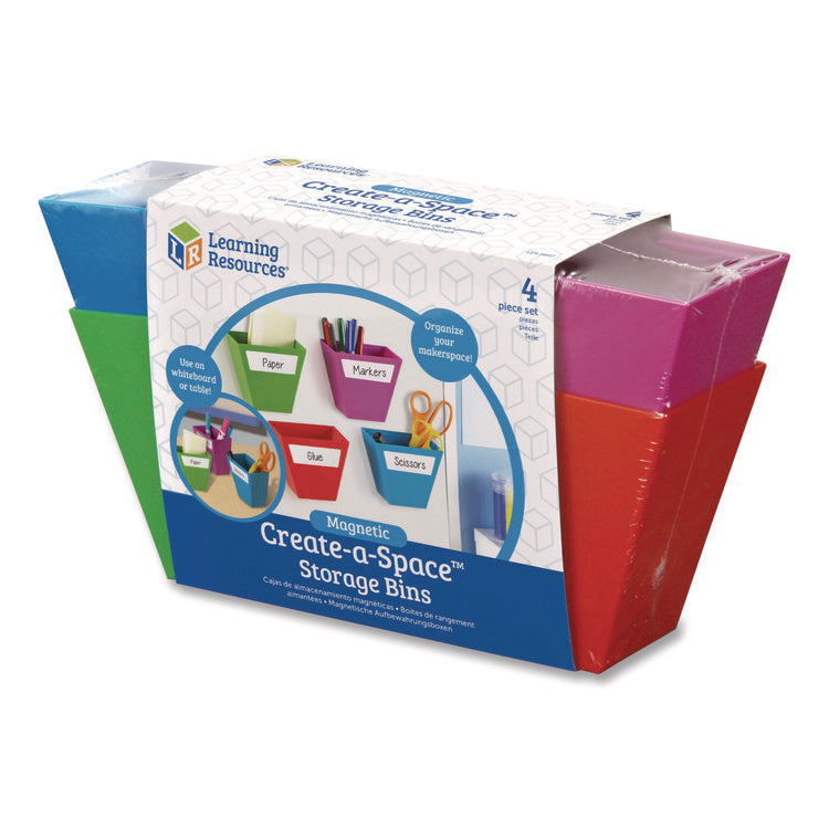 Magnetic Create-a-Space Storage Bins, 2" x 3.75" Assorted Colors, 4 Bins