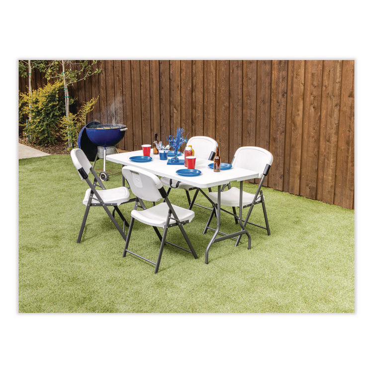 IndestrucTable Classic Bi-Folding Table, Rectangular, 60" x 30" x 29", Platinum