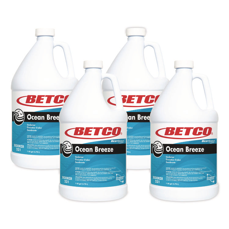 BestScent Ocean Breeze Deodorizer, Ocean Breeze Scent, 1 gal Bottle, 4/Carton