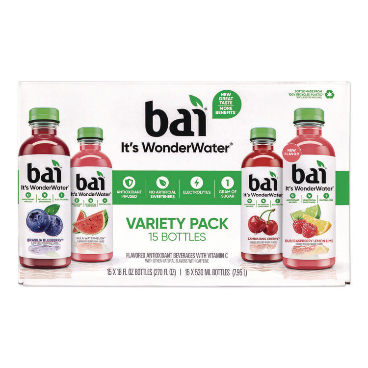 Antioxidant Infused Beverage, Variety Pack, 18 oz Bottle, 15/Carton