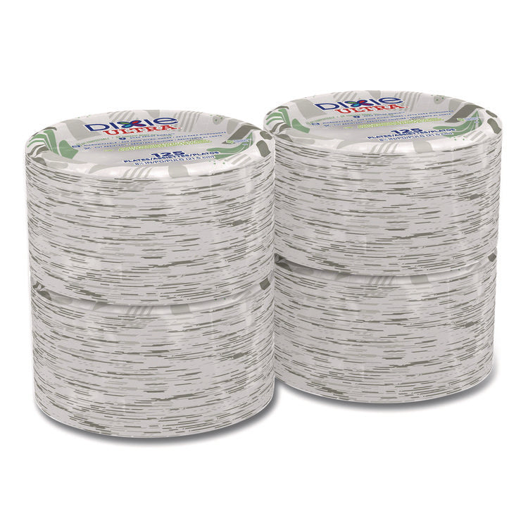 Pathways Soak Proof Shield Heavyweight Paper Plates, Wisesize, 8.5" Dia, Green/burgundy, 500/carton