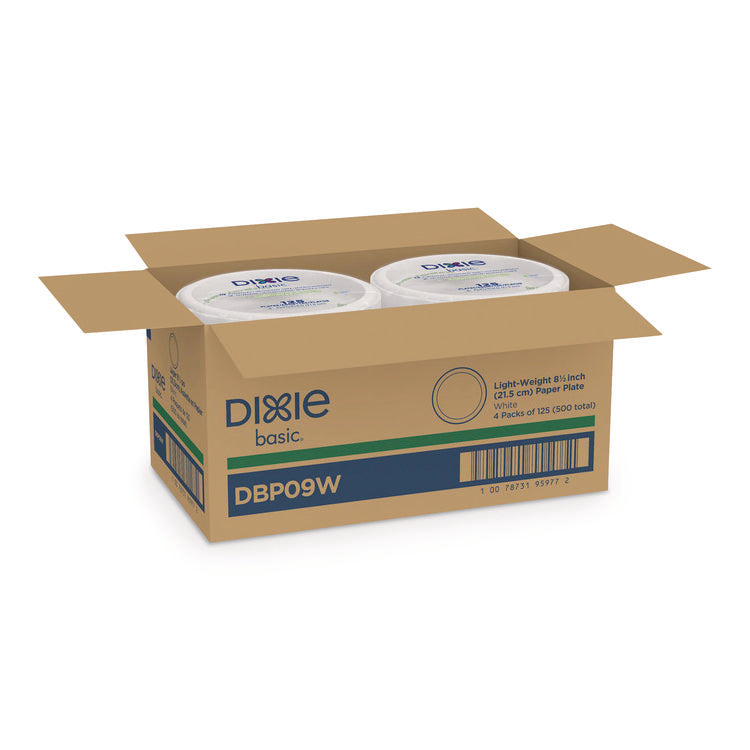 Paper Dinnerware, Plate, 8.5" dia, White, 125/Pack