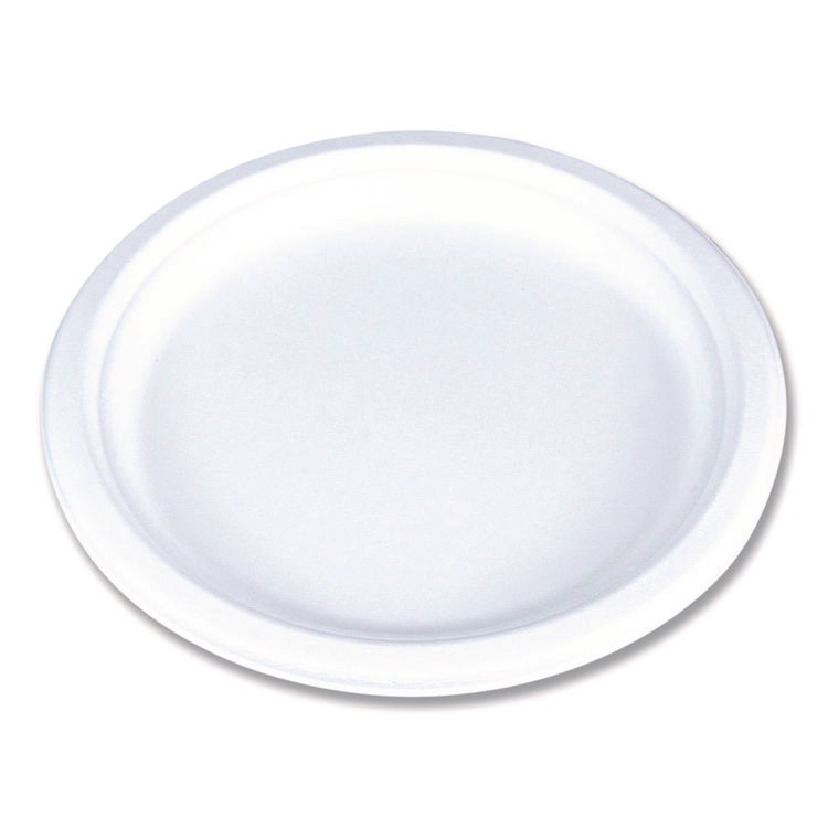 ChampWare Molded Fiber Tableware, Molded Fiber Plate, 10" dia, White, 125 Plates/Sleeve, 4 Sleeves/Carton
