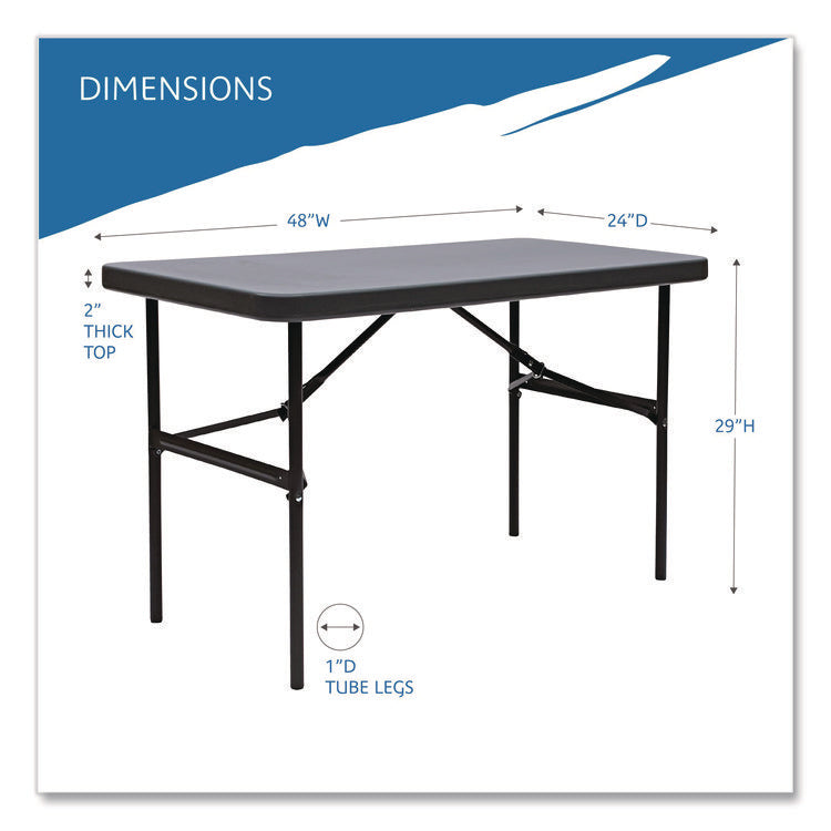 IndestrucTable Commercial Folding Table, Rectangular, 48" x 24" x 29", Charcoal Top, Charcoal Base/Legs