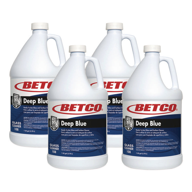 Deep Blue Glass and Surface Cleaner, Pleasant Scent, 1 gal Bottle, 4/Carton