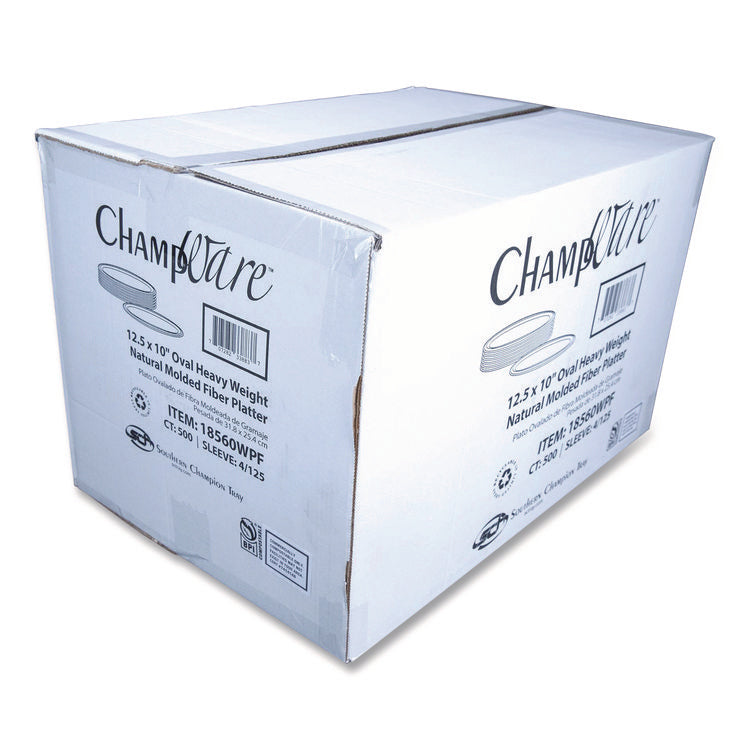 ChampWare Molded Fiber Tableware, Molded Fiber Platter, 12.5" dia, White, 125 Plates/Sleeve, 4 Sleeves/Carton