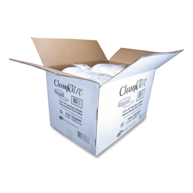 ChampWare Molded Fiber Tableware, Molded Fiber Platter, 12.5" dia, White, 125 Plates/Sleeve, 4 Sleeves/Carton