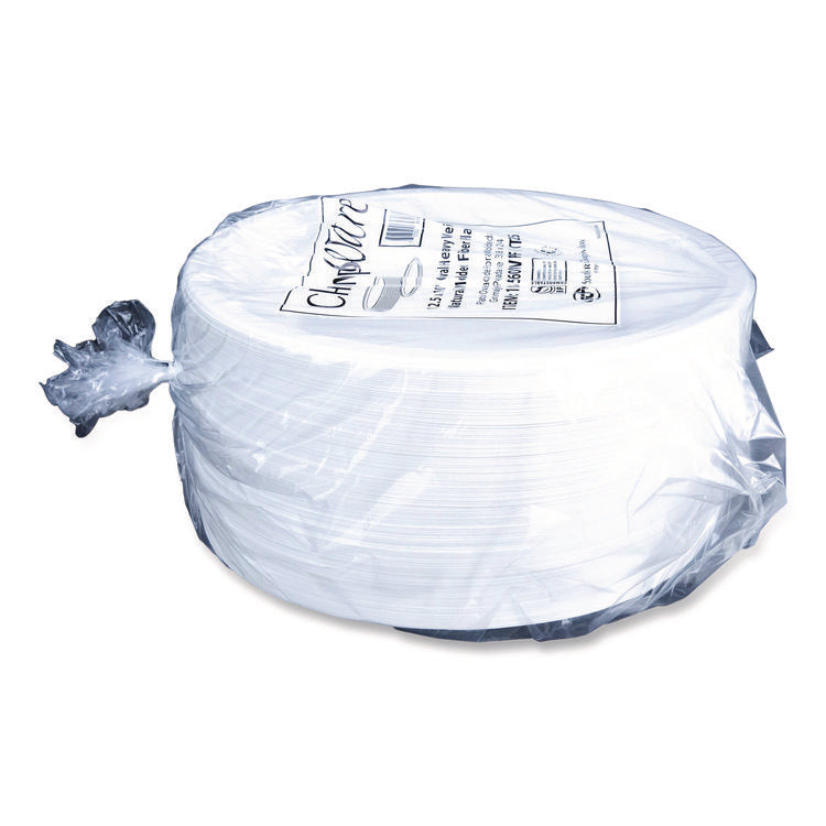 ChampWare Molded Fiber Tableware, Molded Fiber Platter, 12.5" dia, White, 125 Plates/Sleeve, 4 Sleeves/Carton