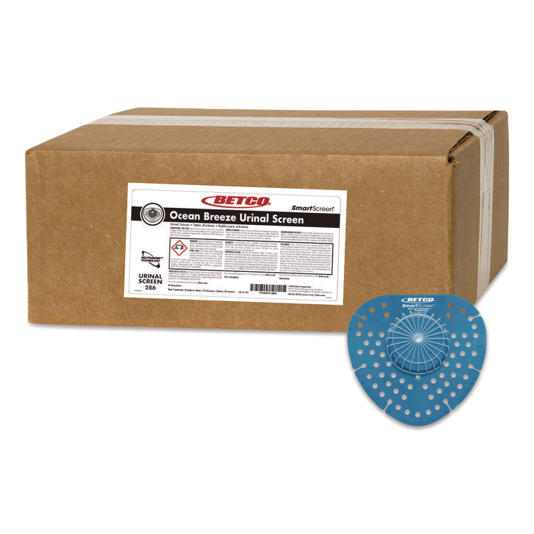 SmartSCREEN Urinal Screen, Ocean Blue Scent, Blue, 1 lb, 72/Carton